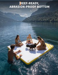 Plateforme flottante gonflable Garvee avec échelle de corde et anneaux en D en acier inoxydable pour piscine et plage, 3 m, 2,4 m, 1,8 m, antidérapante, en PVC durable