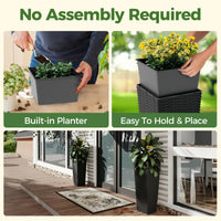 Garvee Lot de 2 jardinières hautes de 81 cm (32 pouces), résistantes aux intempéries, en résine PP, design moderne en rotin, noires, pour jardin et terrasse.