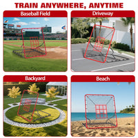 Filet de rebond de baseball Garvee 122 x 137 cm, 5 angles, résistant aux UV, durable et stable pour l'entraînement individuel et sur le terrain.