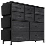 Garvee commode à 10 tiroirs, revêtement en tissu, glissières métalliques, plateau en bois imperméable, idéale pour la chambre et le salon - Noir anthracite