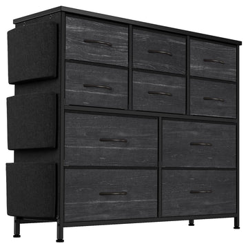 Garvee commode à 10 tiroirs, revêtement en tissu, glissières métalliques, plateau en bois imperméable, idéale pour la chambre et le salon