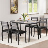 Ensemble table et chaises de salle à manger Garvee pour 4 personnes, structure en métal, design biseauté, gain de place, bois durable, ergonomiques, idéal pour les petites pièces.