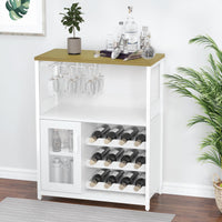 Meuble bar à vin Garvee, 3 niveaux avec casier à vin amovible pour cuisine et bar, 69 cm L x 35 cm P x 92 cm H, blanc, MDF robuste et fer