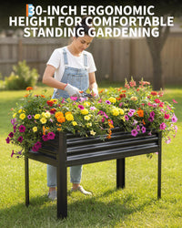 Grand bac à jardin surélevé Garvee avec pieds, en acier galvanisé, capacité de charge de 181 kg, hauteur ergonomique de 81 cm, marron, pour jardin et balcon.