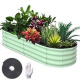 Garvee Bac De Jardin Surélevé 183 x 91 x 3 cm En Acier Galvanisé Avec Bordure En Caoutchouc Pour Extérieur, antirouille, montage facile, Base Ouverte - Vert