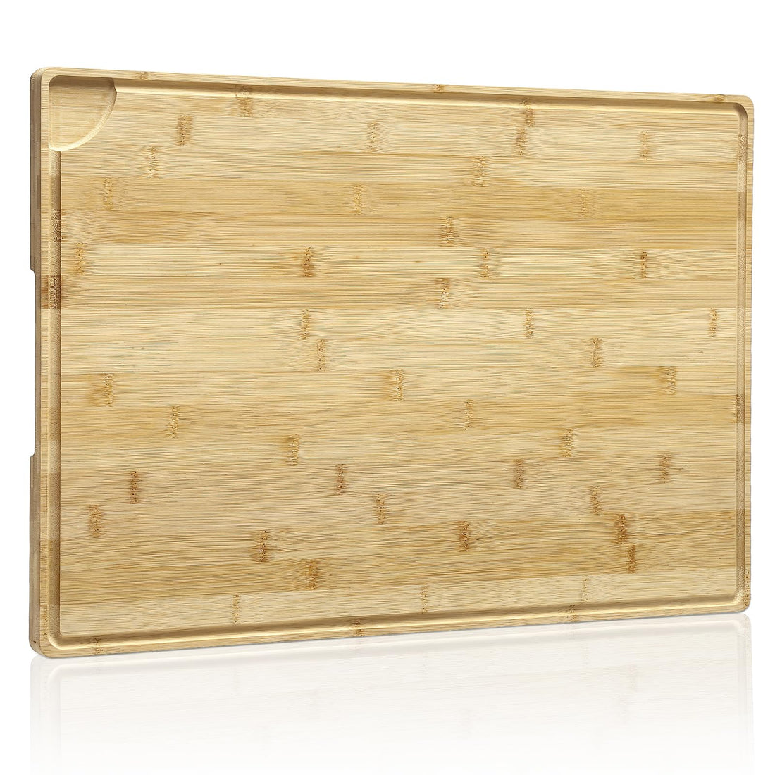 Planche à découper en bambou Garvee 61 x 41 cm avec rainure juteuse pour la cuisine et la préparation des aliments, robuste, polyvalente, couleur bois