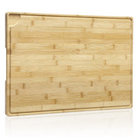 Planche à découper en bambou Garvee 61 x 41 cm avec rainure juteuse pour la cuisine et la préparation des aliments, robuste, polyvalente, couleur bois