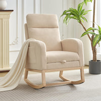 Fauteuil à bascule Garvee pour chambre d'enfant avec repose-pieds, tissu à motifs peluche, ergonomique, structure en bois robuste, salon et chambre, multicolore