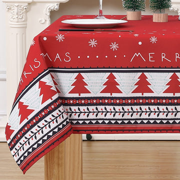Nappe de Noël Garvee rouge imperméable avec sapin de Noël rectangulaire 54 x 79 pouces