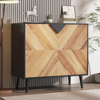 Buffet moderne autoportant Garvee avec portes, aspect bois, noyer noir, 80 cm (31,5 pouces), idéal pour salle à manger ou entrée.