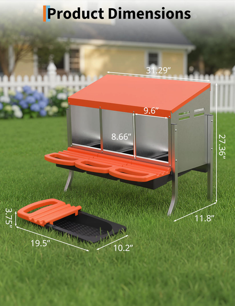 Nichoir GARVEE pour poules à 3 compartiments