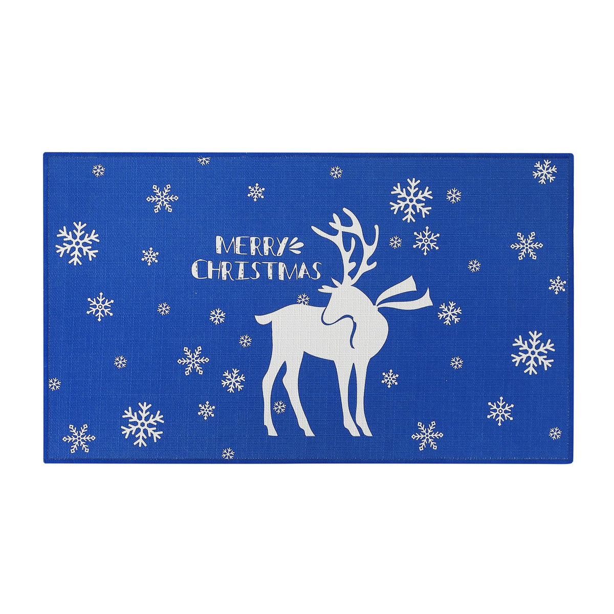 Garvee Deurmat Tapis antidérapant décoratif de Noël 50x80 cm en tissu non tissé, blanc et bleu, pour entrée intérieure et extérieure
