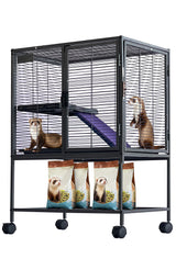 Cage Garvee pour petits animaux, en métal, 86 cm de hauteur, à plusieurs étages avec rampes et plateau amovible, pour hamsters, lapins, furets, cochons d'Inde et hérissons. Sans BPA.