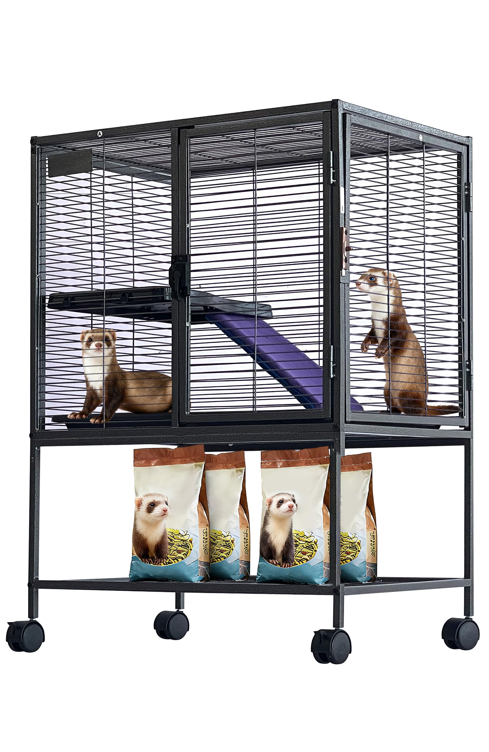 Cage Garvee pour petits animaux, en métal, 86 cm de hauteur, à plusieurs étages avec rampes et plateau amovible, pour hamsters, lapins, furets, cochons d'Inde et hérissons. Sans BPA.