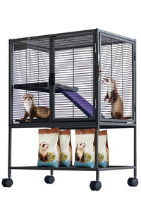 Cage Garvee pour petits animaux, en métal, 86 cm de hauteur, à plusieurs étages avec rampes et plateau amovible, pour hamsters, lapins, furets, cochons d'Inde et hérissons. Sans BPA.