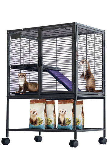 Cage Garvee pour petits animaux, en métal, 86 cm de hauteur, à plusieurs étages avec rampes et plateau amovible, pour hamsters, lapins, furets, cochons d'Inde et hérissons. Sans BPA.