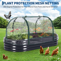 Potager surélevé Garvee, en métal avec filet de protection contre les oiseaux, robuste, en acier galvanisé, pour légumes, fleurs et herbes aromatiques, résistant aux intempéries