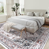 Tapis tribal persan GARVEE 200x290cm rose, lavable, antidérapant, doux, grand format, imprimé, non pelucheux, salon et chambre