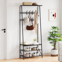 Garvee Porte-manteau et banc à chaussures 4 en 1, structure en métal et aspect bois – Rangement pour couloir, entrée et salon