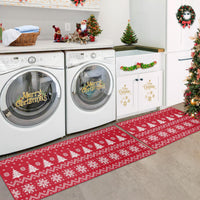 Ensemble de 2 tapis de cuisine Garvee Christmas, style bohème, en lin, pour le sol et la salle de bain, 40 x 60 cm + 40 x 120 cm