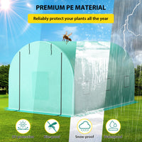 Serre Garvee 2,4 × 3,9 × 2,1 m – Structure en acier galvanisé avec 6 fenêtres et 2 portes zippées, bâche en PE, résistante au vent et aux intempéries, verte