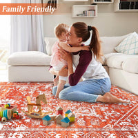 Tapis d'intérieur Garvee pour salon, doux, à poils courts, grand format, dégradé orange, lavable, 160 x 230 cm, pour salle à manger ou bureau.