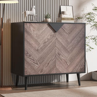 Buffet/meuble de rangement d'appoint moderne Garvee, avec portes, aspect bois, noir-gris, 80 cm, salle à manger, couloir