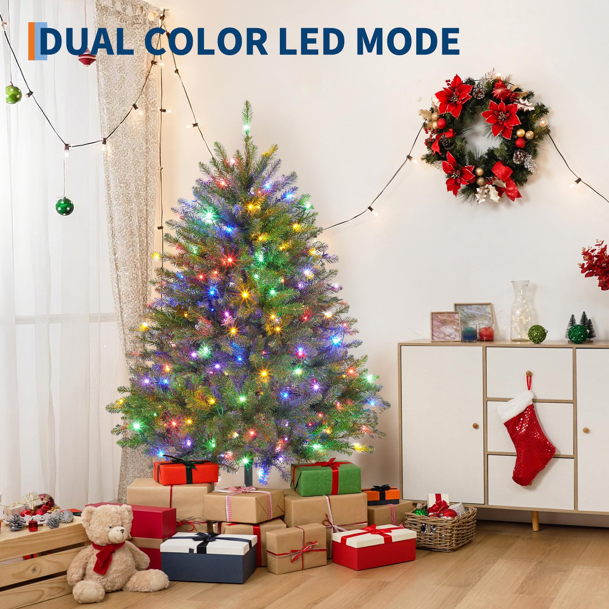Sapin de Noël artificiel Garvee de 180 cm avec 500 LED, branches en PE/PVC, idéal pour les grands espaces et la décoration des fêtes de Noël.