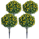 Garvee Topiaire Artificiel 60 cm avec Roses, PE Résistant aux UV, Structure Métallique, Décoration Intérieure et Extérieure, Rouge - Jaune