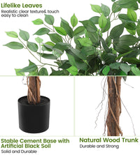 Ficus artificiel Garvee de 183 cm (6 pi) avec tronc en bois naturel et ajustable, en polyester, pot en plastique robuste, idéal pour la décoration du bureau et du salon. Couleur : vert.