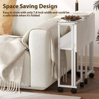 Bureau pliant Garvee à roulettes, table d'ordinateur pliable de 63 cm (24,8 po), étagère de rangement, structure en acier, blanc, pour bureau à domicile et étude