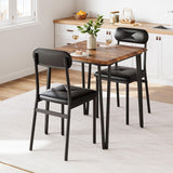Garvee Ensemble de table à manger pour 2 avec chaises rembourrées, MDF et métal, confort ergonomique, gain de place, petits espaces, vintage gris noir - Vintage
