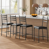 Garvee Tabourets de bar 57 cm lot de 4 en cuir PU moderne, siège rembourré et dossier, pieds métalliques, repose-pieds pour cuisine et salle à manger