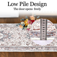 Tapis tribal persan GARVEE 200x290cm rose, lavable, antidérapant, doux, grand format, imprimé, non pelucheux, salon et chambre