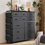 Garvee Commode 12 Tiroirs en Tissu avec Poches Latérales Pour Chambre et Salon Grande Capacité Structure Solide Facile à Monter - 