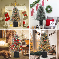 Sapin de Noël Garvee 90 cm avec double éclairage LED et pied en panier - Décoration de table en PVC pour une ambiance festive