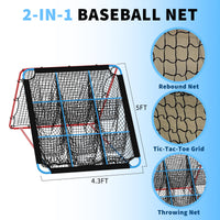 Filet de rebond Garvee pour le baseball, avec 9 poches, pliable et stable, idéal pour l'entraînement en extérieur et en intérieur, ainsi que pour le football et le volley-ball.