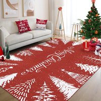 Tapis de Noël lavable Garvee, motif flocons de neige et sapin rouge, 120 x 170 cm, pour salon et chambre