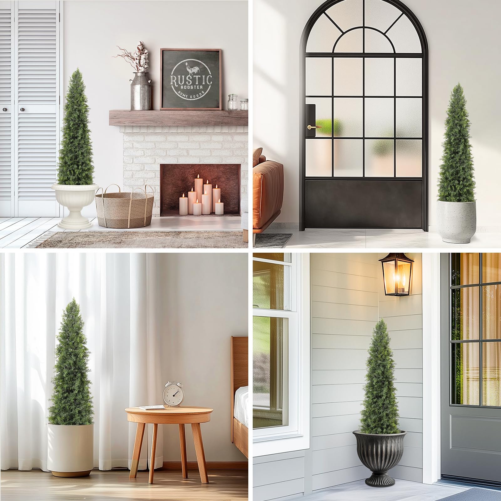 Arbre topiaire artificiel en cèdre Garvee de 122 cm (48 pouces), résistant aux UV, réaliste, tronc en bois, résistant aux intempéries, lot de 2, décoration de Noël extérieure verte