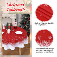 Garvee Nappe ronde Décoration de Noël Flocon de neige Imperméable Anti-taches Rouge 152 cm Salle à manger