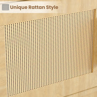 Bibliothèque Garvee à 5 niveaux avec portes en rotin, en MDF robuste, idéale pour le salon et le bureau, 80 cm (L) x 160 cm (H), style bohème