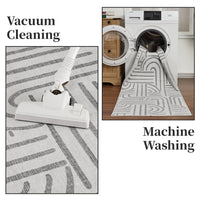 Tapis lavable Garvee 160x230cm Gris Moderne Abstrait pour Salon Chambre Antidérapant à poils courts