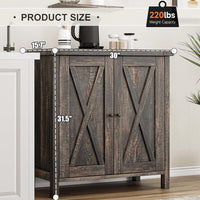 Garvee petit buffet de style campagnard, 2 portes, étagères réglables, MDF, pour le salon et la salle à manger, 76 × 40 × 80 cm, marron rustique
