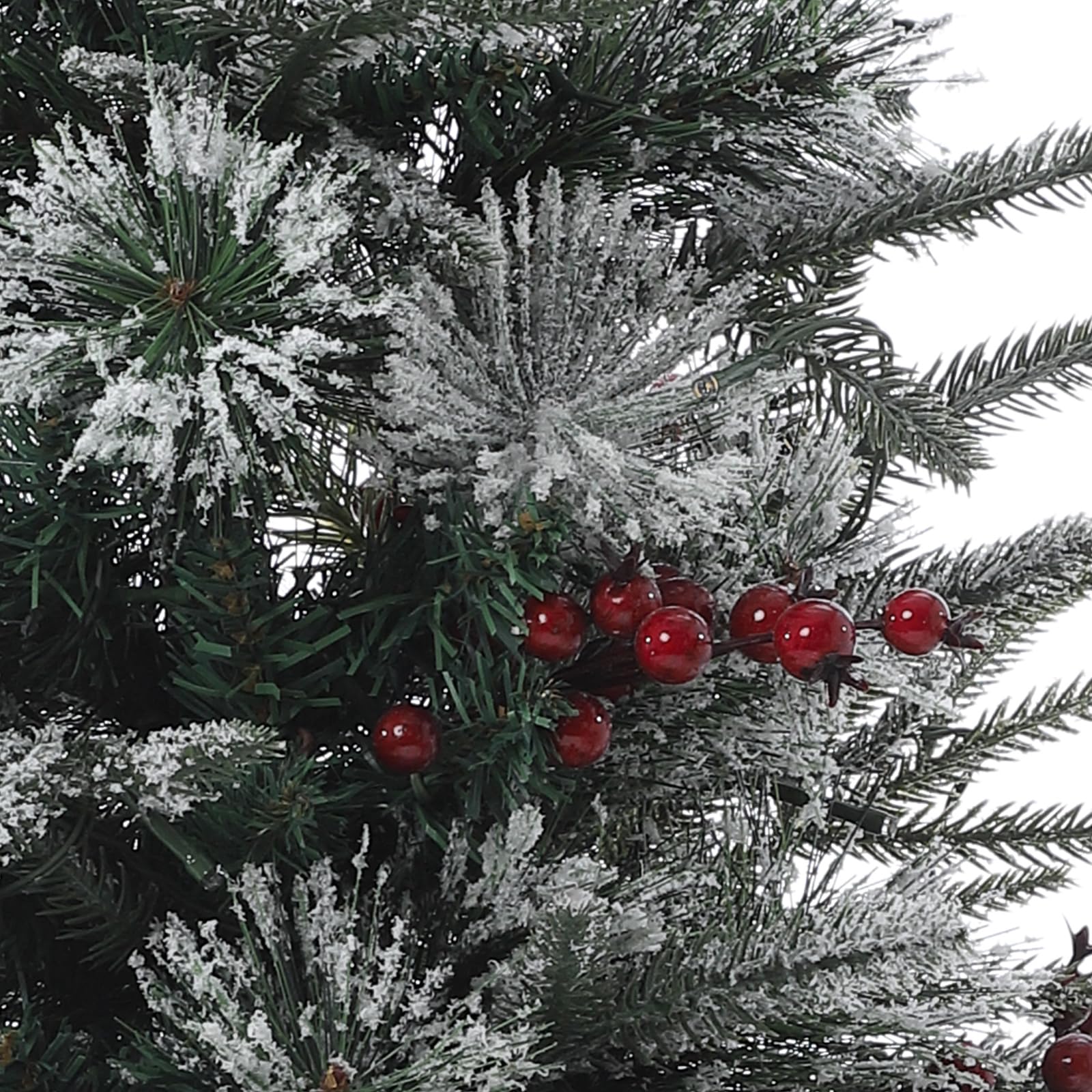 Sapin de Noël artificiel Garvee, 1 pièce – 90 cm, 78 LED (blanc chaud), 8 modes d'éclairage, pied en X, fibre optique, effet givré