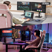 Garvee Chaise gaming ergonomique rose avec repose-pieds, appui-tête et soutien lombaire, pivotante 360°, hauteur réglable, capacité 136 kg, adulte et ado