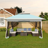 Garvee Tente Pop-Up 3,65 × 3,65 m avec Moustiquaire, Montage Rapide, Cadre Renforcé, Toile Imperméable Anti-UV pour Jardin et Camping - Bleu lac