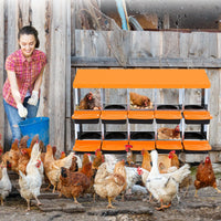 Garvee Pondoir à poules orange 10 compartiments sans pieds, acier galvanisé, ventilation et système de collecte des œufs, pour poulailler