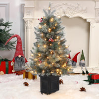 Sapin de Noël Garvee 90 cm avec double éclairage LED et pied en panier - Décoration de table en PVC pour une ambiance festive