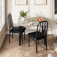 Ensemble de salle à manger Garvee pour 2 personnes, design chanfreiné, 3 pièces, sièges rembourrés, gris, compact pour petits espaces