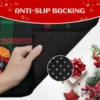 Tapis de cuisine Garvee motif sapin de Noël et flocons de neige, lot de 2, antidérapants, décoration hivernale, 40 x 60 cm + 40 x 120 cm, vert